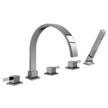 Qubic Tre Roman Tub Filler Faucet with Hand Shower, Diverter and Metal Lever Handles