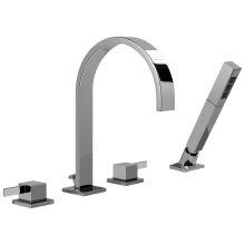 Qubic Tre Roman Tub Filler Faucet with Hand Shower, Diverter and Metal Lever Handles
