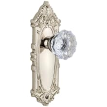 Grande Victorian Solid Brass Rose Passage Door Knob Set with Fontainebleau Crystal Knob and 2-3/8" Backset
