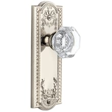 Parthenon Solid Brass Rose Passage Door Knob Set with Chambord Crystal Knob and 2-3/8" Backset