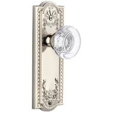 Parthenon Solid Brass Rose Passage Door Knob Set with Bordeaux Crystal Knob and 2-3/8" Backset