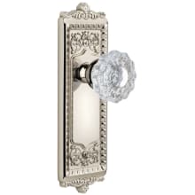 Windsor Solid Brass Rose Passage Door Knob Set with Versailles Crystal Knob and 2-3/8" Backset