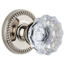 Newport Solid Brass Rose Passage Door Knob Set with Fontainebleau Crystal Knob and 2-3/8" Backset