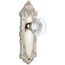 Grande Victorian Crystal Dummy Door Knob Set with Bordeaux Style Smooth Knob - Solid Brass Plate