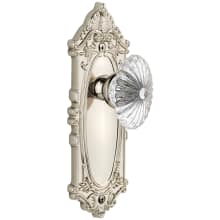 Grande Victorian Solid Brass Rose Dummy Door Knob Set with Burgundy Crystal Knob