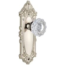 Grande Victorian Solid Brass Rose Privacy Door Knob Set with Versailles Crystal Knob and 2-3/8" Backset