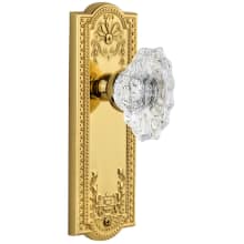 Parthenon Solid Brass Rose Passage Door Knob Set with Biarritz Crystal Knob and 2-3/8" Backset