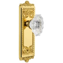 Windsor Solid Brass Rose Dummy Door Knob Set with Biarritz Crystal Knob