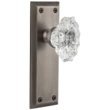 Fifth Avenue Solid Brass Rose Privacy Door Knob Set with Biarritz Crystal Knob and 2-3/8" Backset