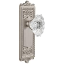 Windsor Solid Brass Rose Privacy Door Knob Set with Biarritz Crystal Knob and 2-3/8" Backset