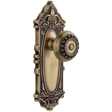 Grande Victorian Solid Brass Rose Passage Door Knob Set with Parthenon Knob and 2-3/8" Backset