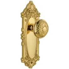 Grande Victorian Solid Brass Rose Passage Door Knob Set with Windsor Knob and 2-3/8" Backset