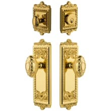 Windsor Solid Brass Single Cylinder Keyed Entry Knobset and Deadbolt Combo Pack with Grande Victorian Knob and 2-3/8" Backset