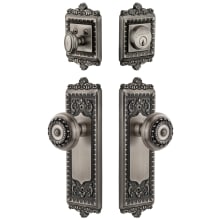 Windsor Solid Brass Single Cylinder Keyed Entry Knobset and Deadbolt Combo Pack with Parthenon Knob and 2-3/8" Backset