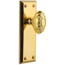 Fifth Avenue Solid Brass Rose Privacy Door Knob Set with Grande Victorian Knob and 2-3/8" Backset