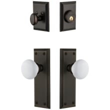 Fifth Avenue Solid Brass Single Cylinder Keyed Entry Knobset and Deadbolt Combo Pack with Hyde Park Knob and 2-3/8" Backset