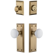 Fifth Avenue Solid Brass Single Cylinder Keyed Entry Knobset and Deadbolt Combo Pack with Hyde Park Knob and 2-3/8" Backset