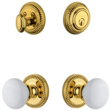Newport Solid Brass Single Cylinder Keyed Entry Knobset and Deadbolt Combo Pack with Hyde Park Knob and 2-3/8" Backset