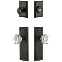 Fifth Avenue Solid Brass Single Cylinder Keyed Entry Knobset and Deadbolt Combo Pack with Chambord Crystal Knob and 2-3/8" Backset