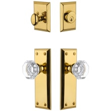 Fifth Avenue Solid Brass Single Cylinder Keyed Entry Knobset and Deadbolt Combo Pack with Chambord Crystal Knob and 2-3/8" Backset