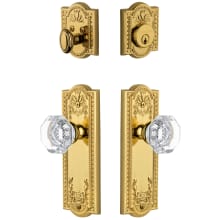 Parthenon Solid Brass Single Cylinder Keyed Entry Knobset and Deadbolt Combo Pack with Chambord Crystal Knob and 2-3/8" Backset