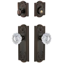 Parthenon Solid Brass Single Cylinder Keyed Entry Knobset and Deadbolt Combo Pack with Versailles Crystal Knob and 2-3/8" Backset
