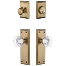 Fifth Avenue Solid Brass Single Cylinder Keyed Entry Knobset and Deadbolt Combo Pack with Bordeaux Crystal Knob and 2-3/8" Backset