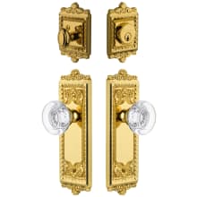 Windsor Solid Brass Single Cylinder Keyed Entry Knobset and Deadbolt Combo Pack with Bordeaux Crystal Knob and 2-3/8" Backset