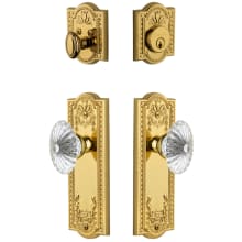 Parthenon Solid Brass Single Cylinder Keyed Entry Knobset and Deadbolt Combo Pack with Burgundy Crystal Knob and 2-3/8" Backset