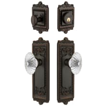 Windsor Solid Brass Single Cylinder Keyed Entry Knobset and Deadbolt Combo Pack with Burgundy Crystal Knob and 2-3/8" Backset