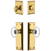 Fifth Avenue Solid Brass Single Cylinder Keyed Entry Knobset and Deadbolt Combo Pack with Provence Crystal Knob and 2-3/8" Backset