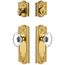 Parthenon Solid Brass Single Cylinder Keyed Entry Knobset and Deadbolt Combo Pack with Provence Crystal Knob and 2-3/8" Backset