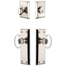 Fifth Avenue Solid Brass Single Cylinder Keyed Entry Knobset and Deadbolt Combo Pack with Provence Crystal Knob and 2-3/8" Backset