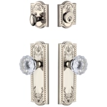 Parthenon Solid Brass Single Cylinder Keyed Entry Knobset and Deadbolt Combo Pack with Fontainebleau Crystal Knob and 2-3/8" Backset