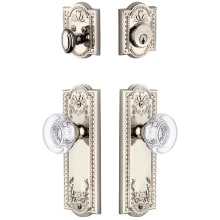 Parthenon Solid Brass Single Cylinder Keyed Entry Knobset and Deadbolt Combo Pack with Bordeaux Crystal Knob and 2-3/8" Backset