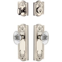 Parthenon Solid Brass Single Cylinder Keyed Entry Knobset and Deadbolt Combo Pack with Burgundy Crystal Knob and 2-3/8" Backset
