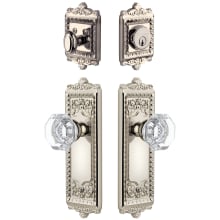 Windsor Solid Brass Single Cylinder Keyed Entry Knobset and Deadbolt Combo Pack with Chambord Crystal Knob and 2-3/8" Backset