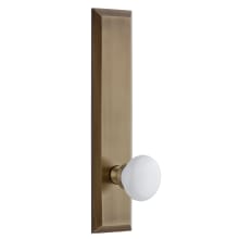Fifth Avenue Solid Brass Tall Plate Passage Door Knob Set with Hyde Park Knob and 2-3/8" Backset
