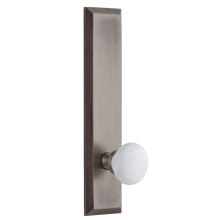 Fifth Avenue Solid Brass Tall Plate Right Handed Privacy Door Knob Set with Hyde Park Knob and 2-3/8" Backset