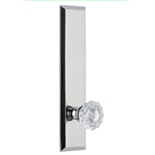 Fifth Avenue Solid Brass Tall Plate Right Handed Privacy Door Knob Set with Versailles Crystal Knob and 2-3/8" Backset