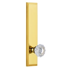 Fifth Avenue Solid Brass Tall Plate Right Handed Privacy Door Knob Set with Versailles Crystal Knob and 2-3/8" Backset