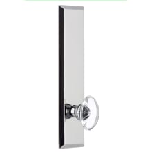 Fifth Avenue Solid Brass Tall Plate Right Handed Privacy Door Knob Set with Provence Crystal Knob and 2-3/8" Backset