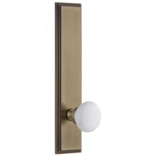 Carre Solid Brass Tall Plate Rose Passage Door Knob Set with Hyde Park Knob and 2-3/8" Backset