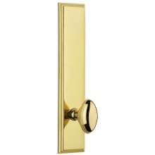 Carre Solid Brass Tall Plate Rose Passage Door Knob Set with Eden Prairie Knob and 2-3/8" Backset