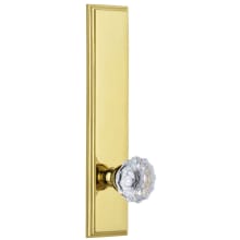 Carre Solid Brass Tall Plate Rose Passage Door Knob Set with Fontainebleau Knob and 2-3/8" Backset