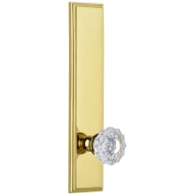 Carre Solid Brass Rose Tall Plate Passage Door Knob Set with Versailles Crystal Knob and 2-3/8" Backset