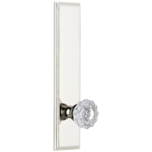 Carre Solid Brass Rose Tall Plate Passage Door Knob Set with Versailles Crystal Knob and 2-3/8" Backset