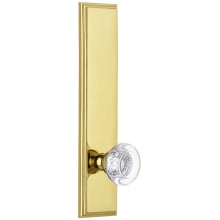Carre Solid Brass Tall Plate Rose Dummy Door Knob Set with Bordeaux Crystal Knob