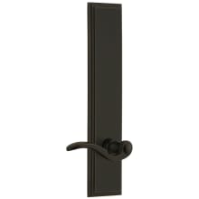 Carre Solid Brass Tall Plate Rose Right Handed Privacy Door Lever Set with Bellagio Lever and 2-3/8" Backset