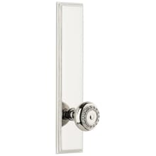 Carre Solid Brass Tall Plate Rose Right Handed Privacy Door Knob Set with Parthenon Knob and 2-3/8" Backset